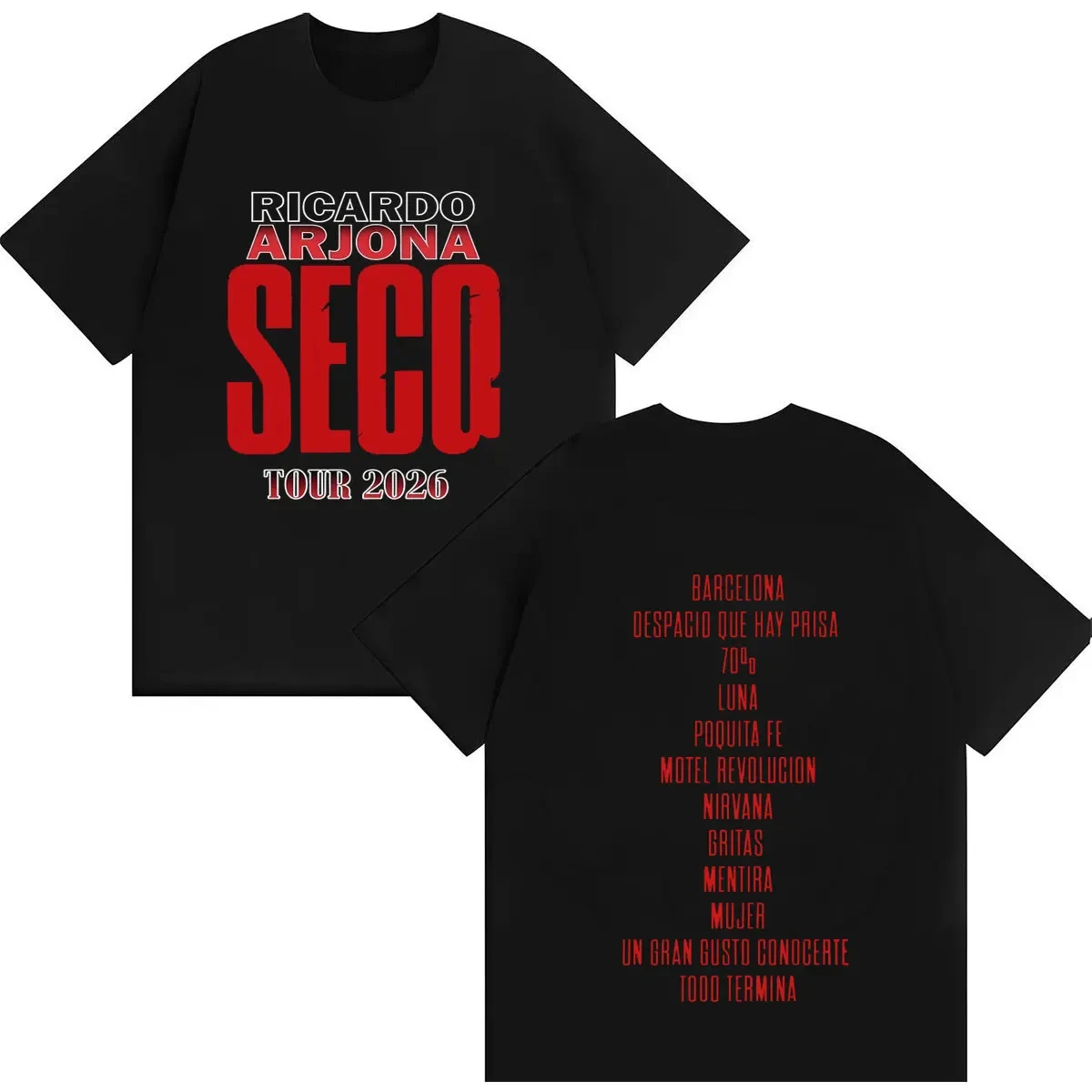 Camiseta de la gira del álbum Trendy de Ricardo Arjona, estilo Y2K de verano, para hombres y mujeres, 2026, para fans de la música, holgada, informal, de talla grande