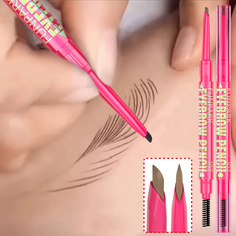 5 色ブラシ付きダブルヘッドアイブロウペンシル 1PC 防水スムーズアイブロウスティック汗防止目韓国メイクギフト化粧品