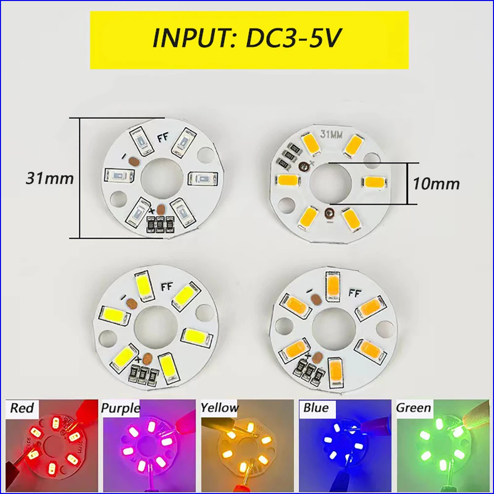 3W Input DC3-5V LED lamp board light source USB universal lamp beads Red Blue Green Purple Yellow Light 5730 SMD