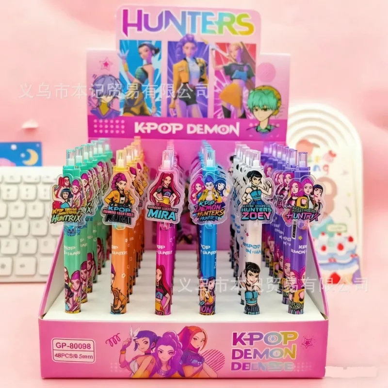 

Kpop Demon Hunters Cute 0.5mm Black Gel Pens Cartoon Anime Derivative Peripherals Kawaii Stationery School Office Supplies Gifts