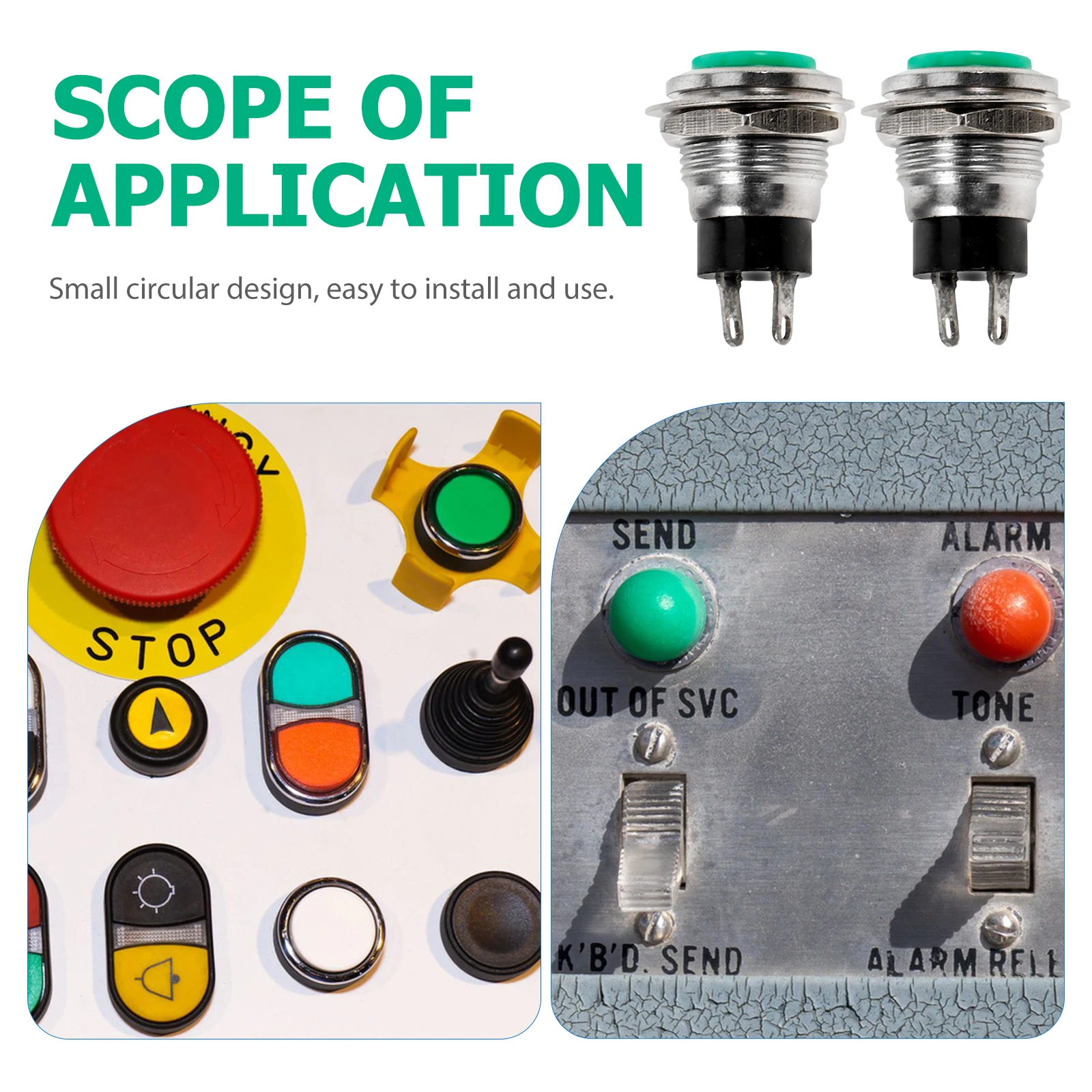 

6pcs Momentary Push Button Switch 2-Pin Self-Resetting Mini Round Compact Electrical Switch For Car Horn Home Doorbell Mobility