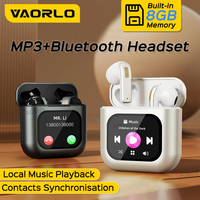 VAORLO TWS Touch Screen Wireless Headset 8GB MP3 Bluetooth 5.3 Weather Forecast Alarm Reminders 18 Languages Settings Earbuds
