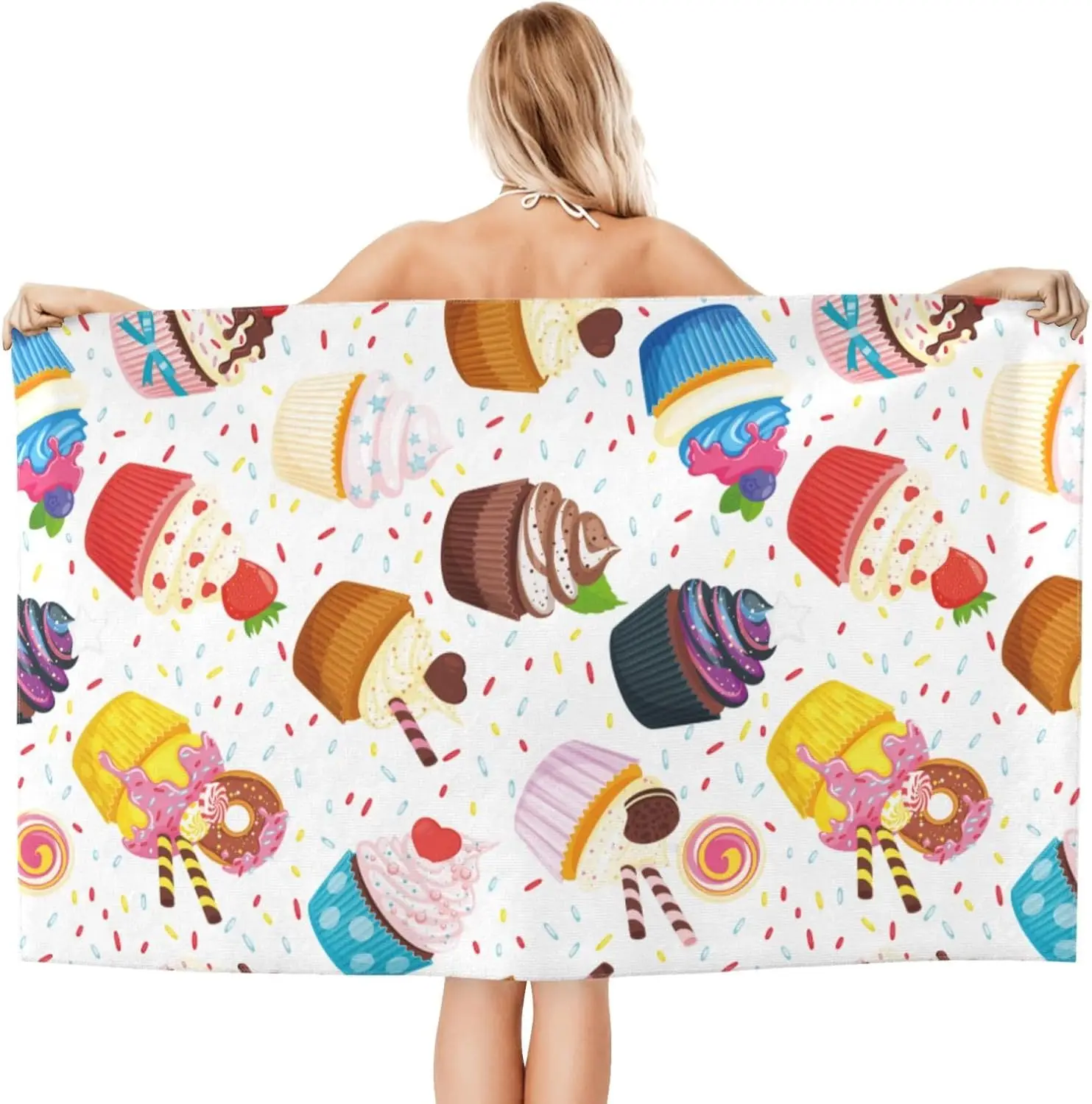 Sweet Cupcake Dessert Print Throw Blanket Cozy Throw for Sofa Bed Home Decor Gift Spring Autumn Seasonal Living Room Accent