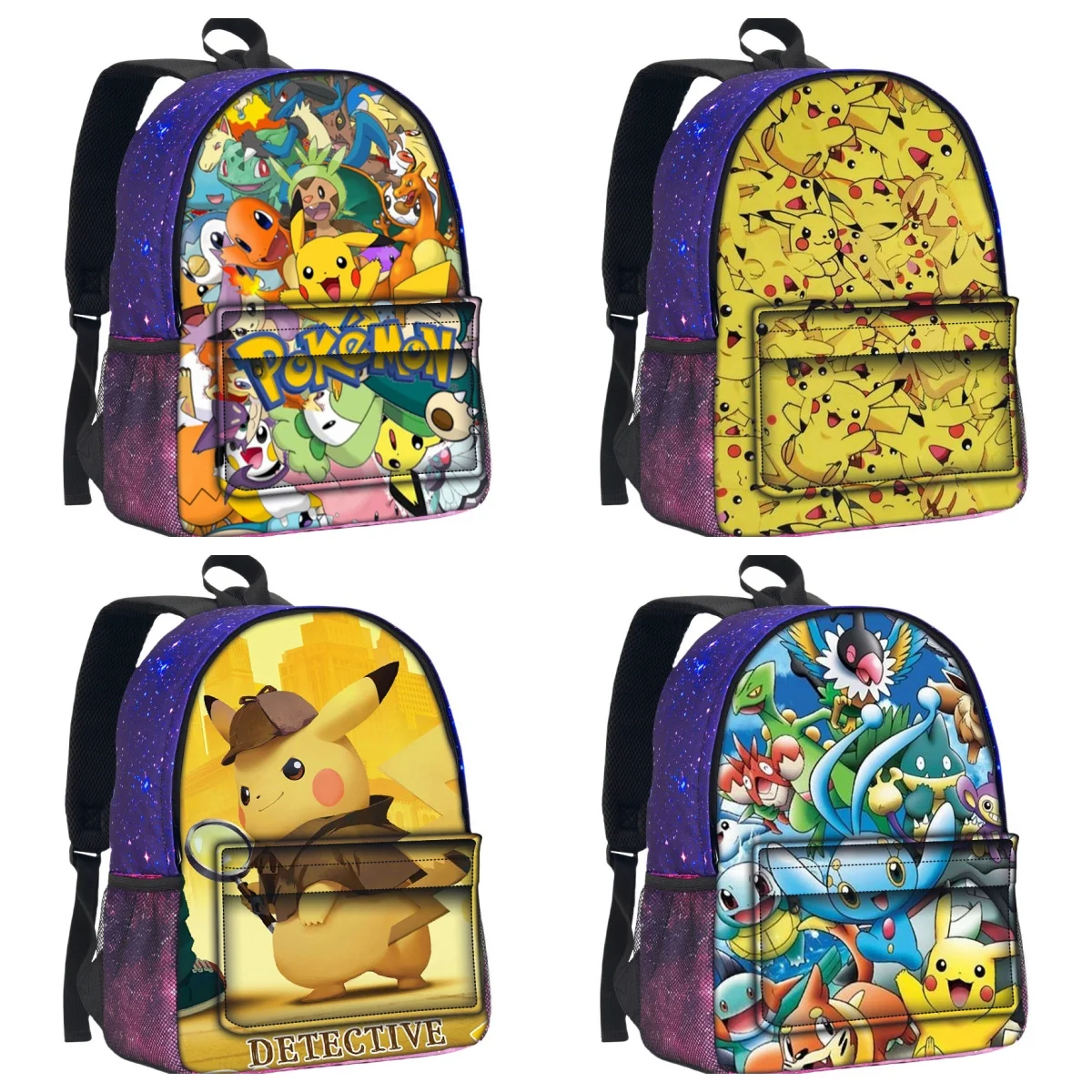 

3D Starry Sky Pokemon Backpack for Kids Teens, Large Capacity Galaxy School Bag for Boys Girls, Lightweight Student Bookbag