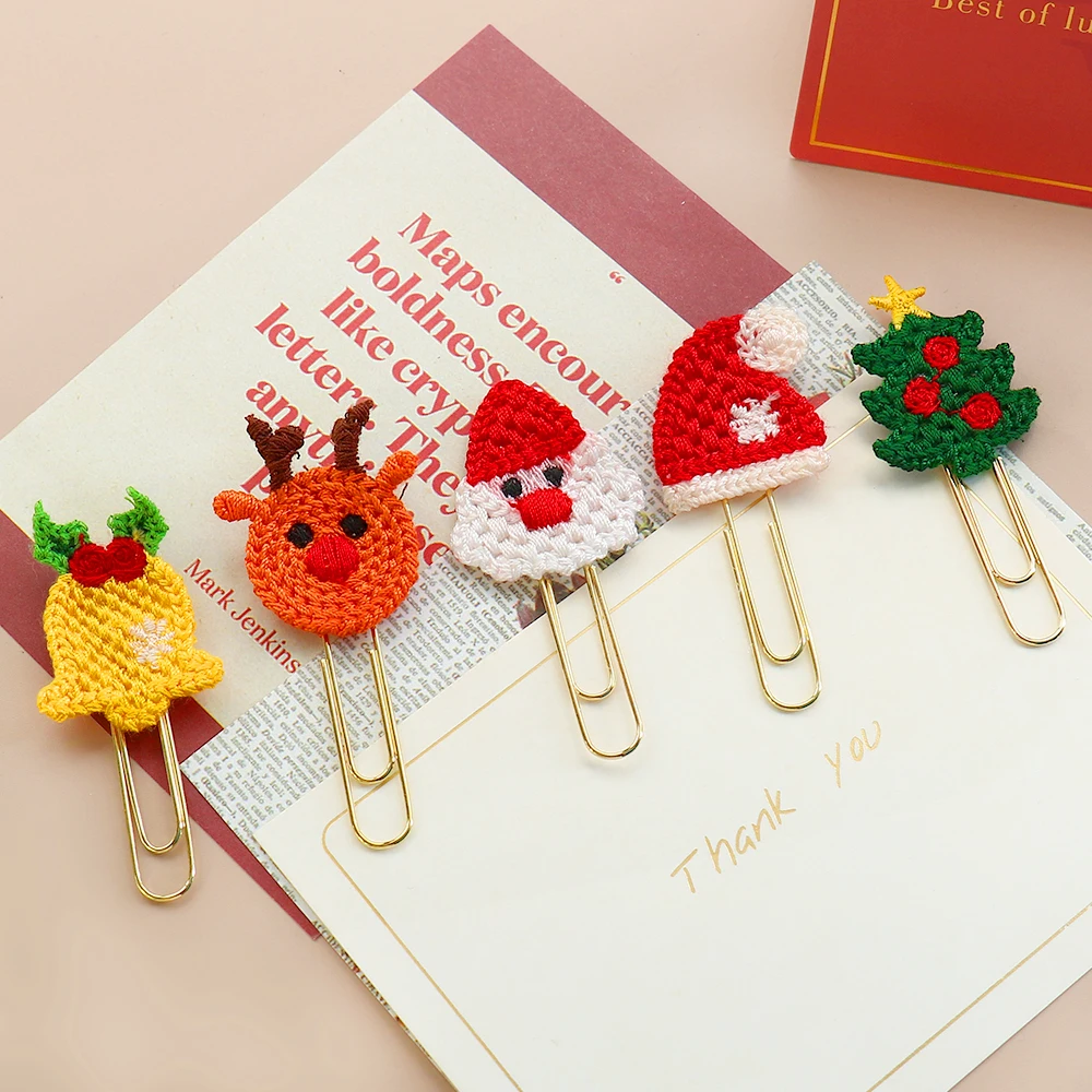 5pcs/lot Christmas Shaped Pendant 50mm Accessories Paper Clips Notebook Memo Pad Paperclips Student Office Supplies Stationary