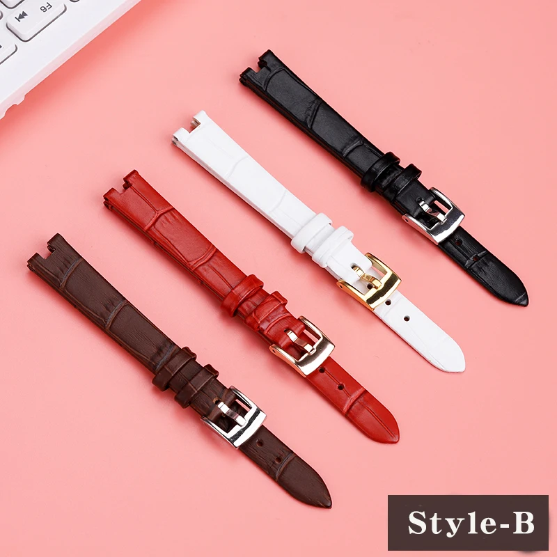 Women\'s Leather Watch with Notches For Cartier Baignoine Series WGBA0015 WJBA0023 Silk Cowhide Watch Strap 12MM Notch 4mm Soft