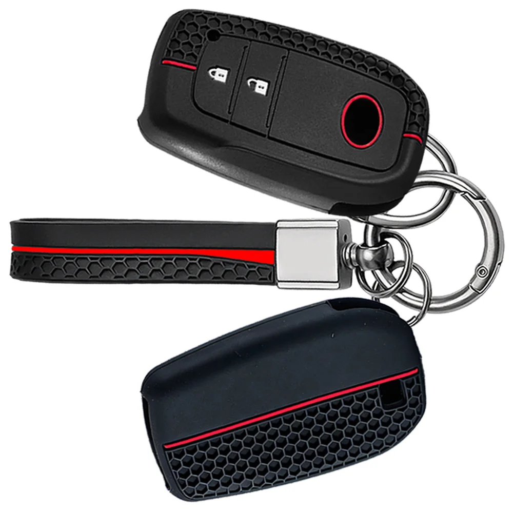 2026 Silicone Car Key Case Cover Chain For Toyota Corolla Hatchback Cross Yaris Cross Prius Hilux Land Cruiser LC200 LC250 LC300