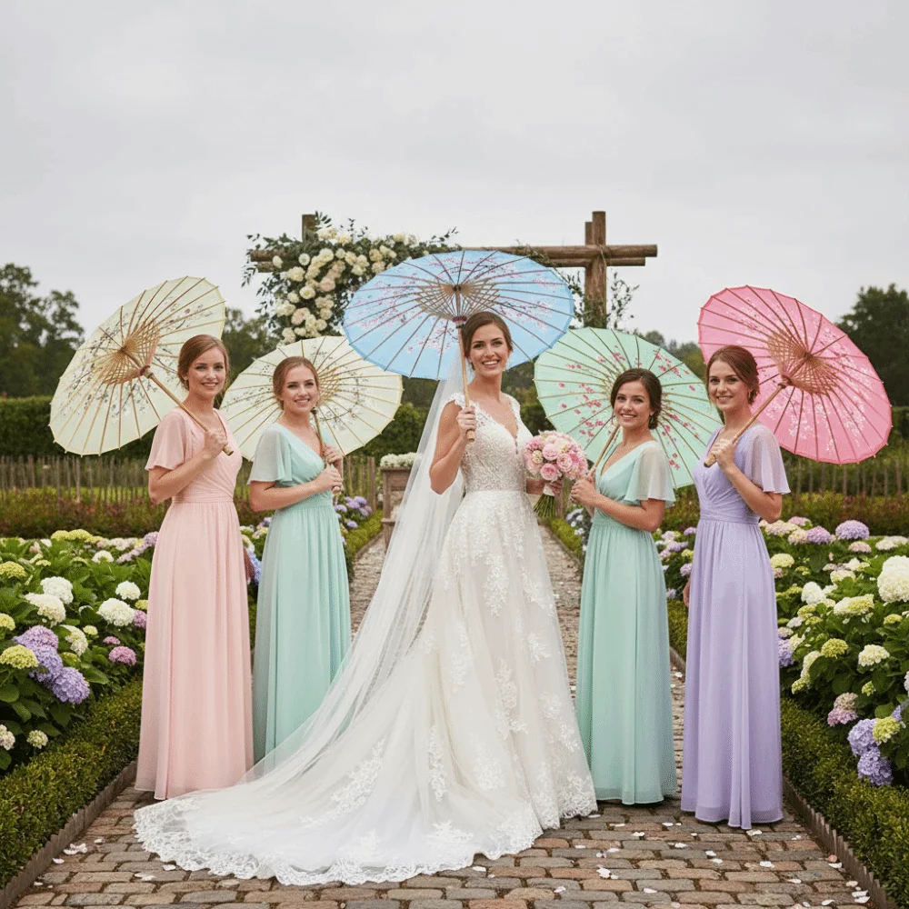 

Зонт из масляной бумаги с принтом, дизайн с кисточками, размер 56 см, декоративный зонт с узором вишни, отделка лентой