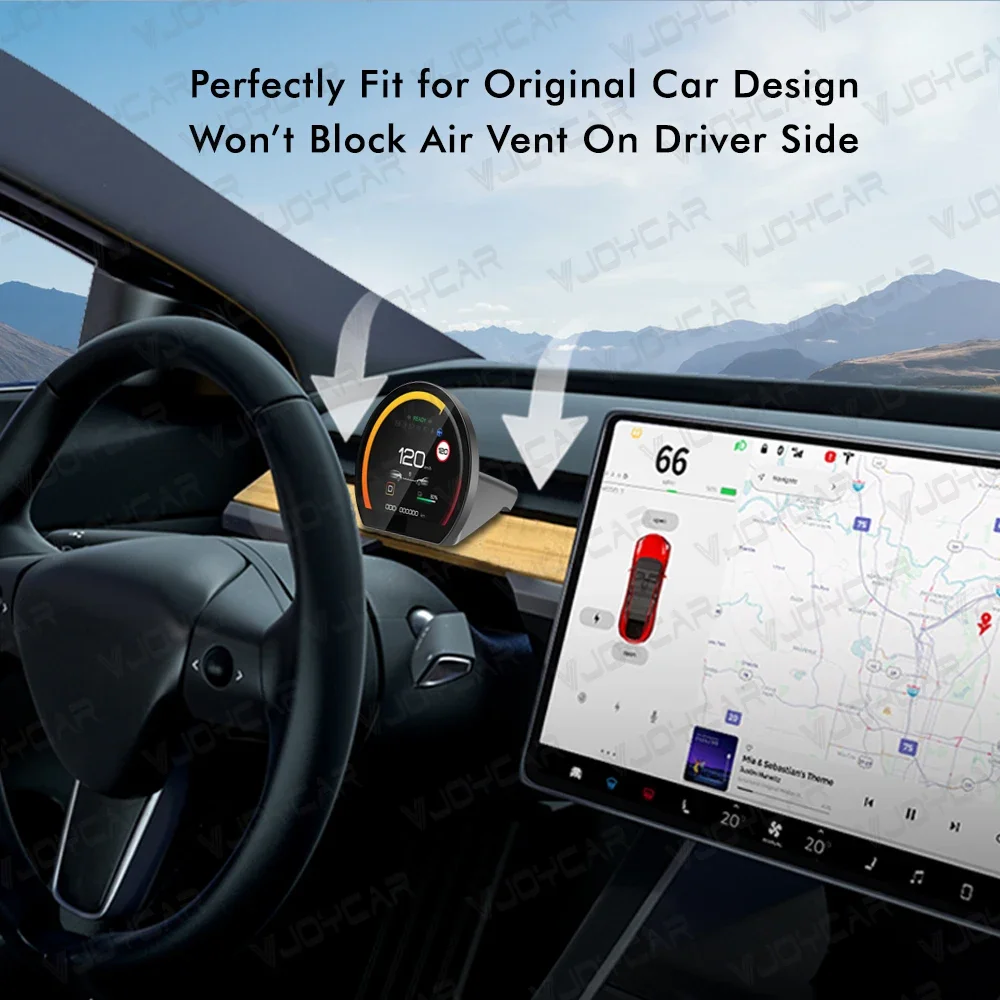 VJOY CAR أحدث شاشة صغيرة 3.6 بوصة HD IPS LCD تركيب غير مدمر Y9 لوحة القيادة HUD عداد السرعة لطراز تسلا 3 موديل Y #3