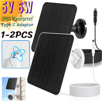 5V 6W Solar Panel Micro USB USB-C Port Power Supply 360 Adjustable Mounting for Security Camera for Eufycam 3/3C/2/2C/2 Pro