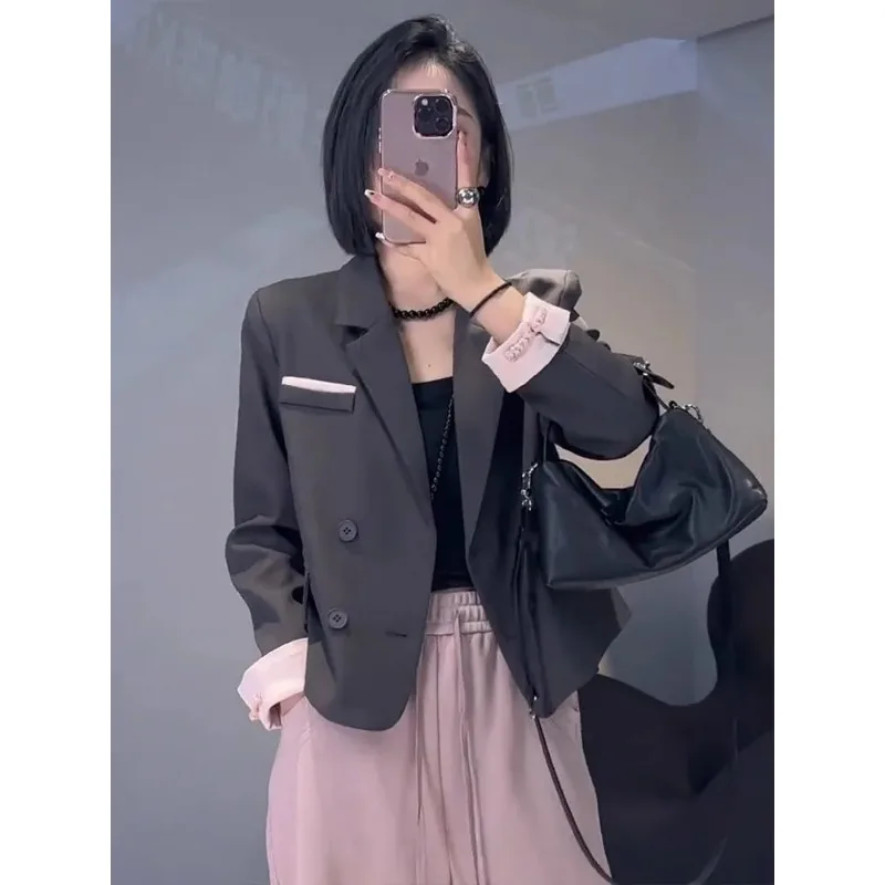 Versión coreana de Retro para mujer, Tops informales, trajes holgados y ajustados de estilo occidental, primavera 2025, 2025