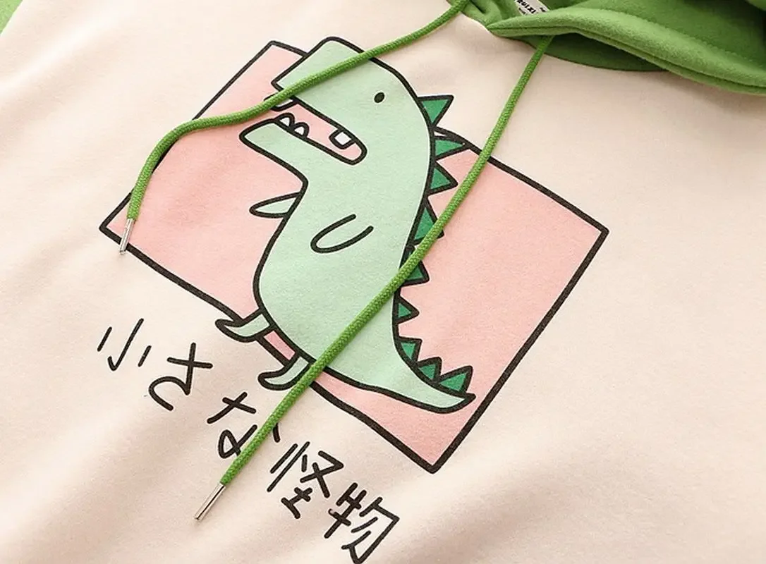 New Hoodie Female Dinosaur Oversized Cartoon Fashion Sweatshirt Casual Print Korean Style Thickened Sweatshirt Winter Hoodie Top