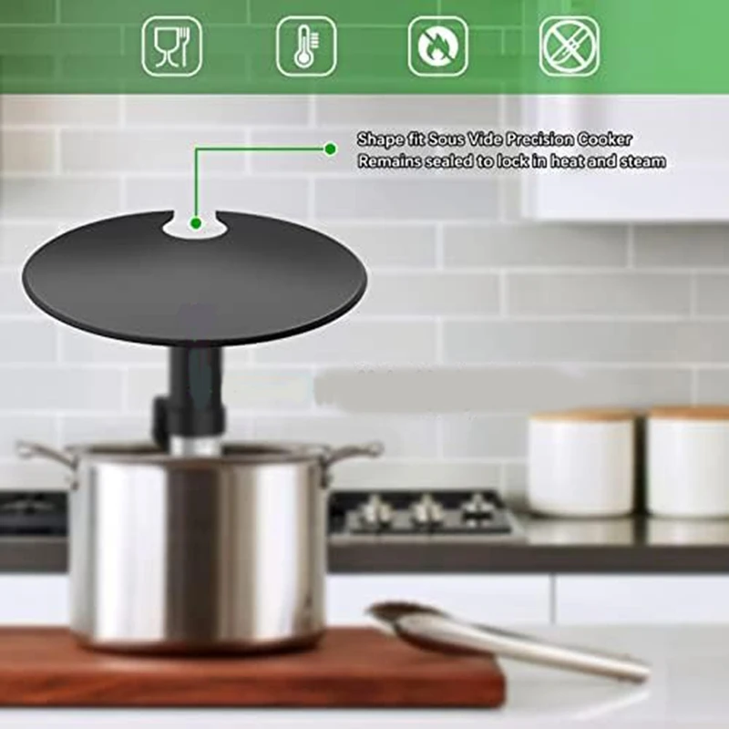 غطاء سيليكون للطبخ الدقيق ، غطاء سوس فايد ، مناسب لطباخ أنوفا للطهي ، حتى الوعاء ، رمادي