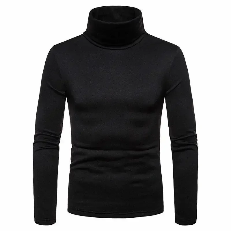 Fashion Men's Casual Slim Fit Basic Turtleneck Knitted Sweater High Collar Pullover Male Double Collar Autumn  Winter Tops