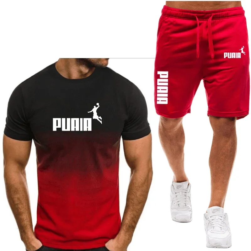 2024 new men\'s sportswear fitness set running suit casual T-shirt+shorts set breathable jogging sportswear 2-piece set for men