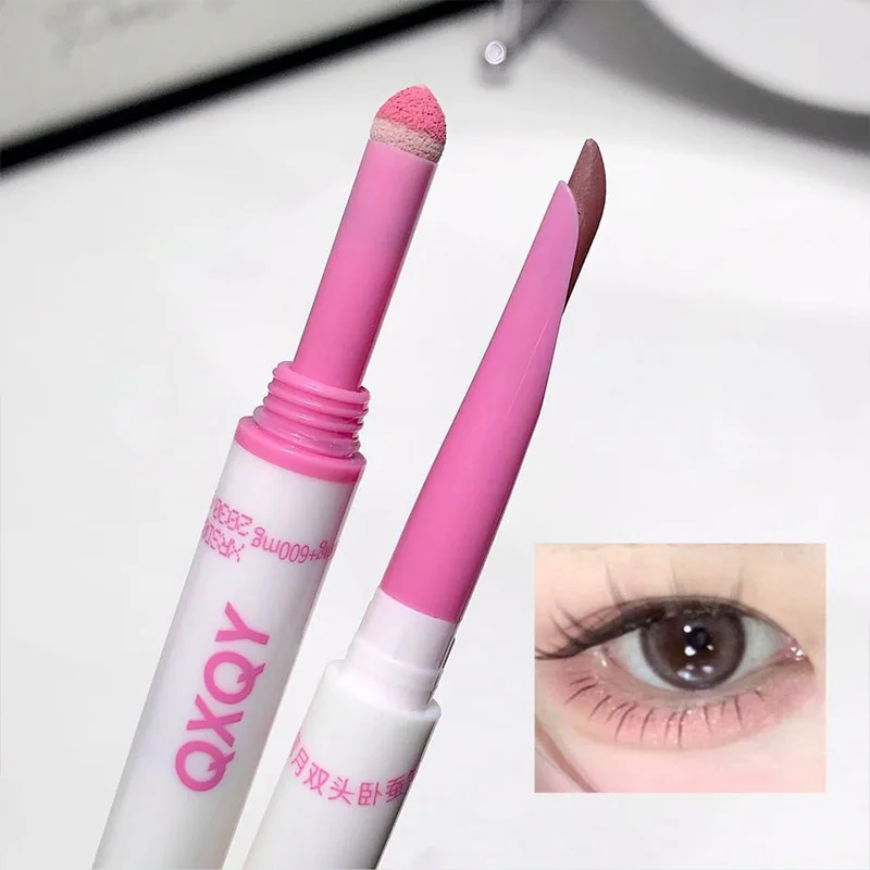 QXQY 초승달ダブルヘッド愛ペン、スポンジヘッドシャドウシャドウ生理メイクアップで自然な感触を与え、初心者でも完璧なアイメイクアップを実現