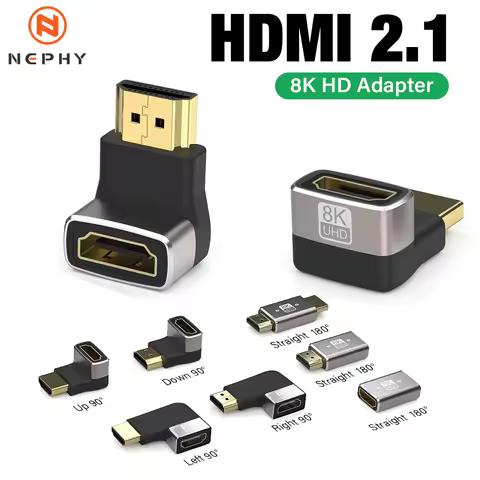 8K 60HZ 4K 120HZ HDMI 2.1 Elbow Connector Cable Adapter 90 270 Degree Right Angle U-shaped Extender For TV Stick Box PS5 Laptop