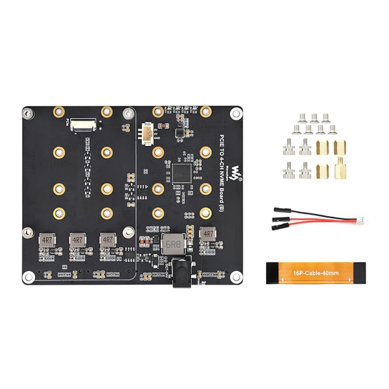 AU61-Waveshare Pcle To4-Kanal M.2 Adapter Board For Raspberry Pi 5, unterstützt Nvme-Festplatten mit LED-Anzeige