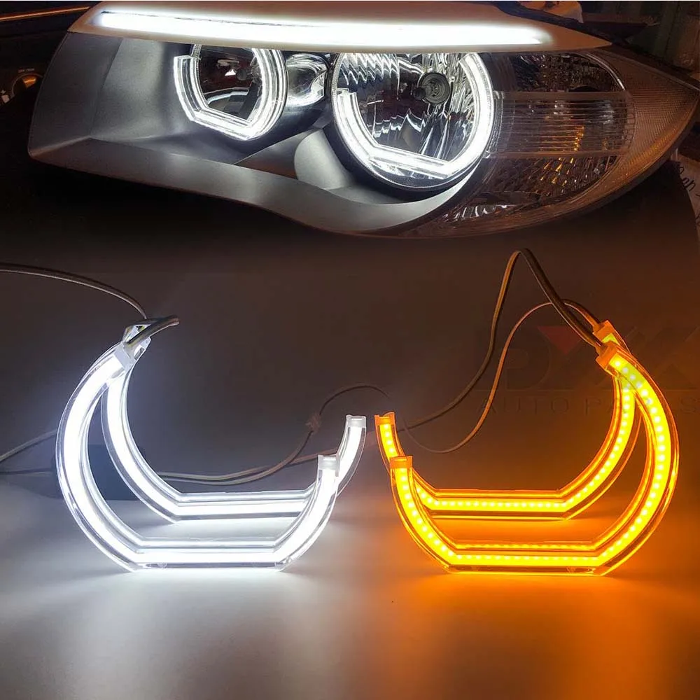 Two Tone LED Angel Eye Ring White Daytime Running Lights Amber Turn Signals Crystal Clear Case For BMW F30 F35 F31 F10 F13 2010