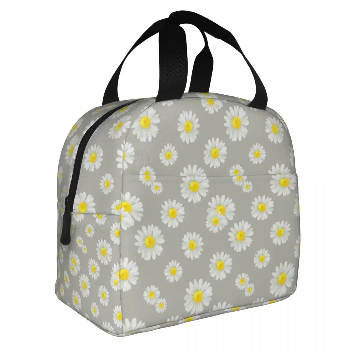 Lunch Bag for Women Kids Daisy Flower Thermal Cooler Waterproof Picnic Oxford Tote Food Bag