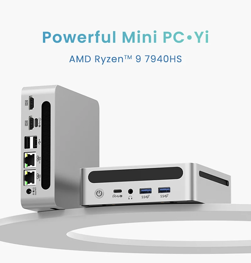 AMD R9 7940H Triple 4K شاشة عالية الوضوح كمبيوتر صغير مزدوج 2.5G LAN 2xHD Type-C R7 7735H كمبيوتر ألعاب مكتبي لسطح المكتب