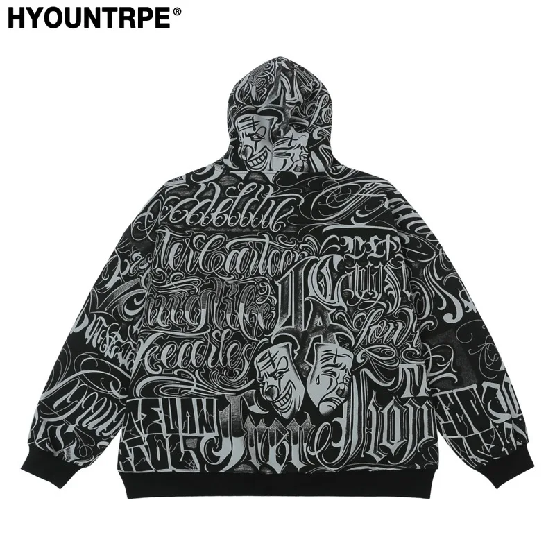 Mens Harajuku Printed Hoodie Sweatshirt Unisex New Casual Streetwear Hooded Warm Tops Pullovers Loose Hip Hop Hipster Hoodies