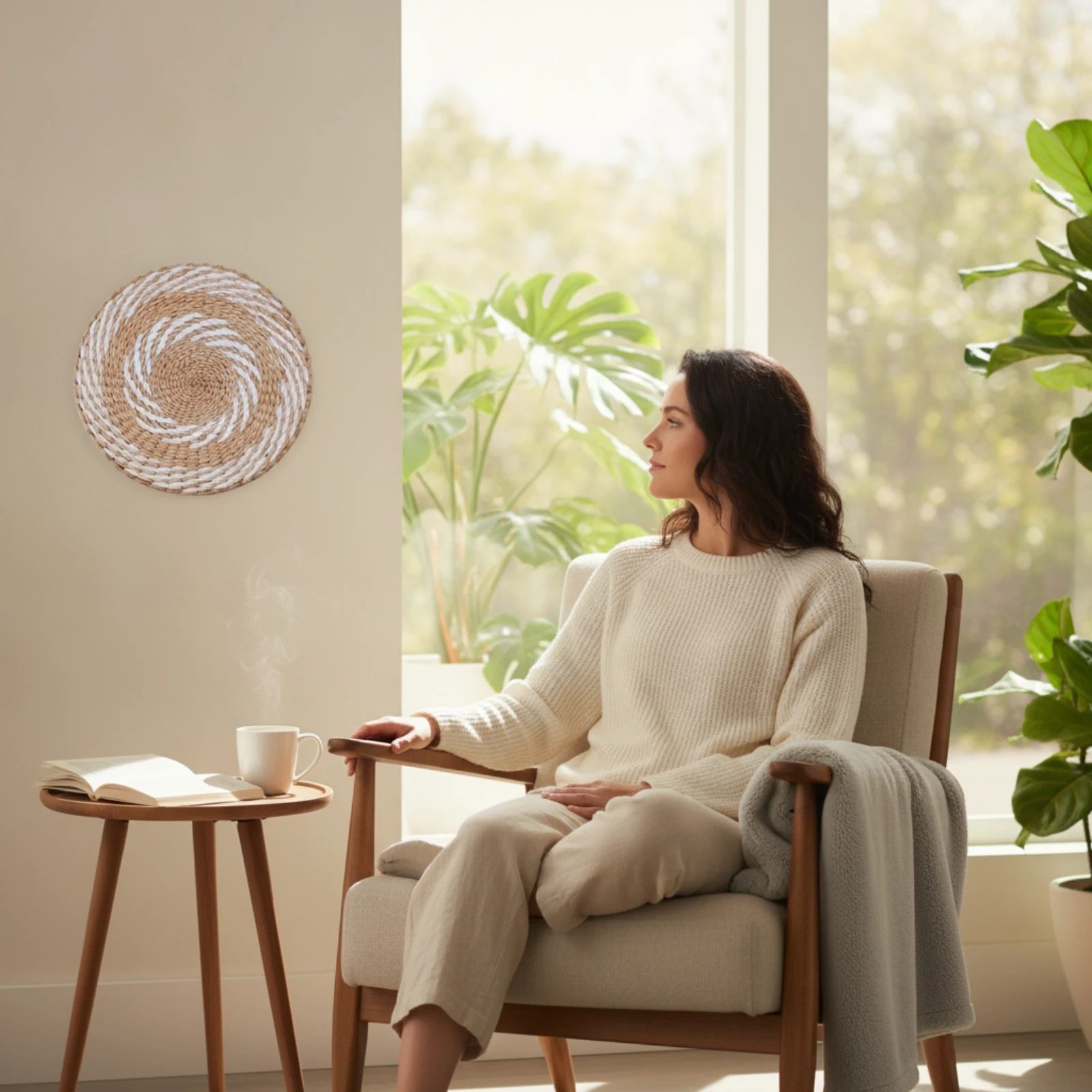 Woven Wall Hanging Natural Straw Wall Decor Woven Disc Decorative Basket Placemat Artisanal for Living Room, Bedroom