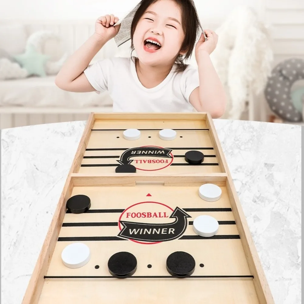 Funny Wooden Table Hockey Game Double Battle Interaction Sling Puck Ice Hockey Game Family Party