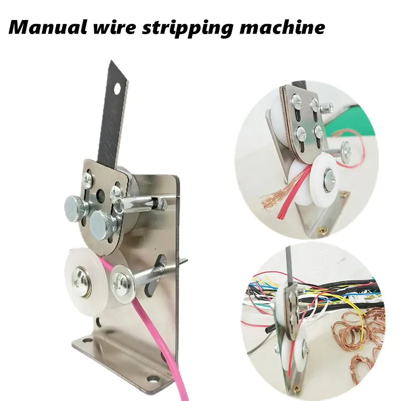 Portable Waste Cable Peeling Machines Manual Wire Stripping Machine Wire Stripper with 3 Tungsten Steel Blades Hand Recycle Tool