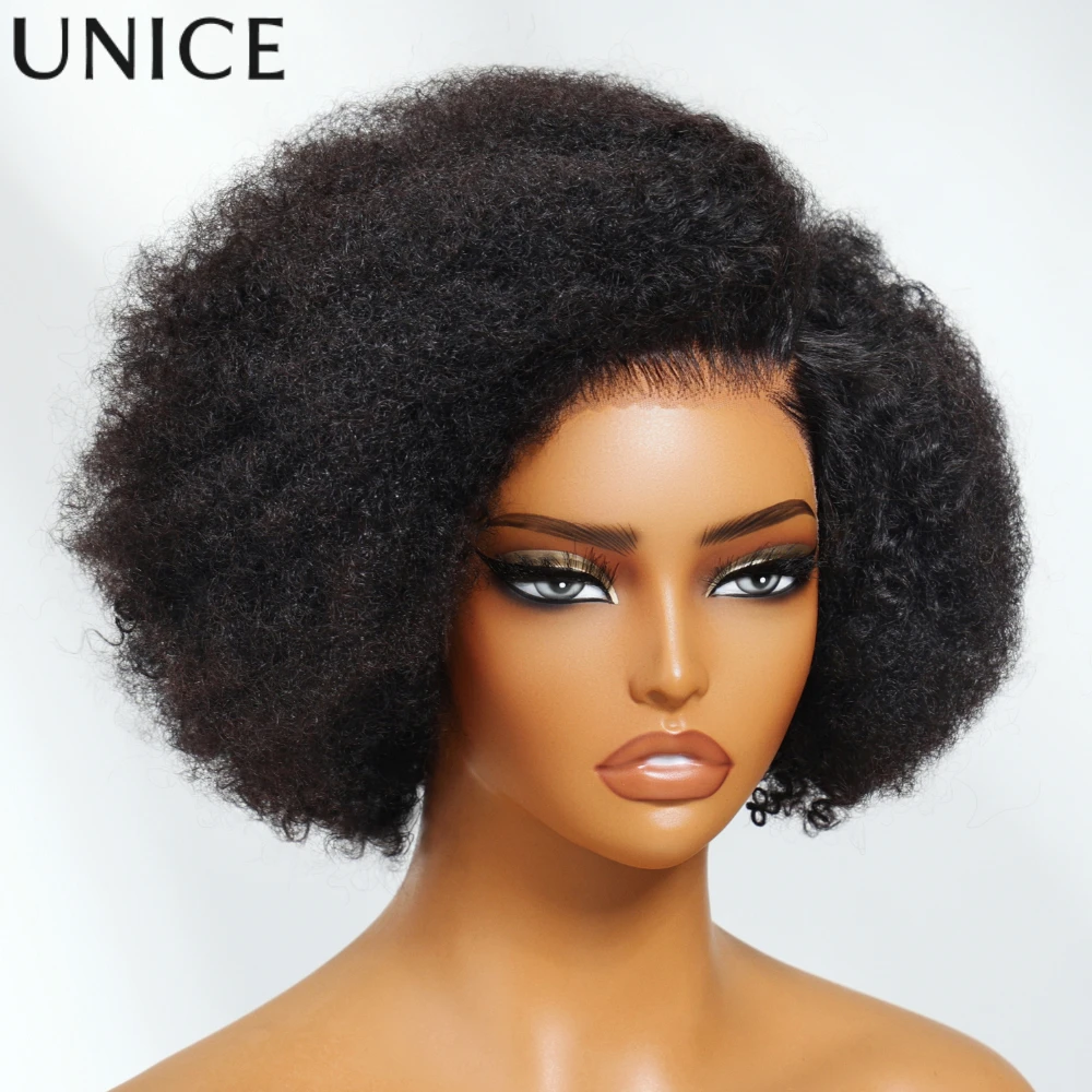 

Unice Hair Pre Everything 13x4 Lace Frontal Afro Kinky Curly Wig With Drawstring Glueless Wig Human Hair Ready To Wear Go
