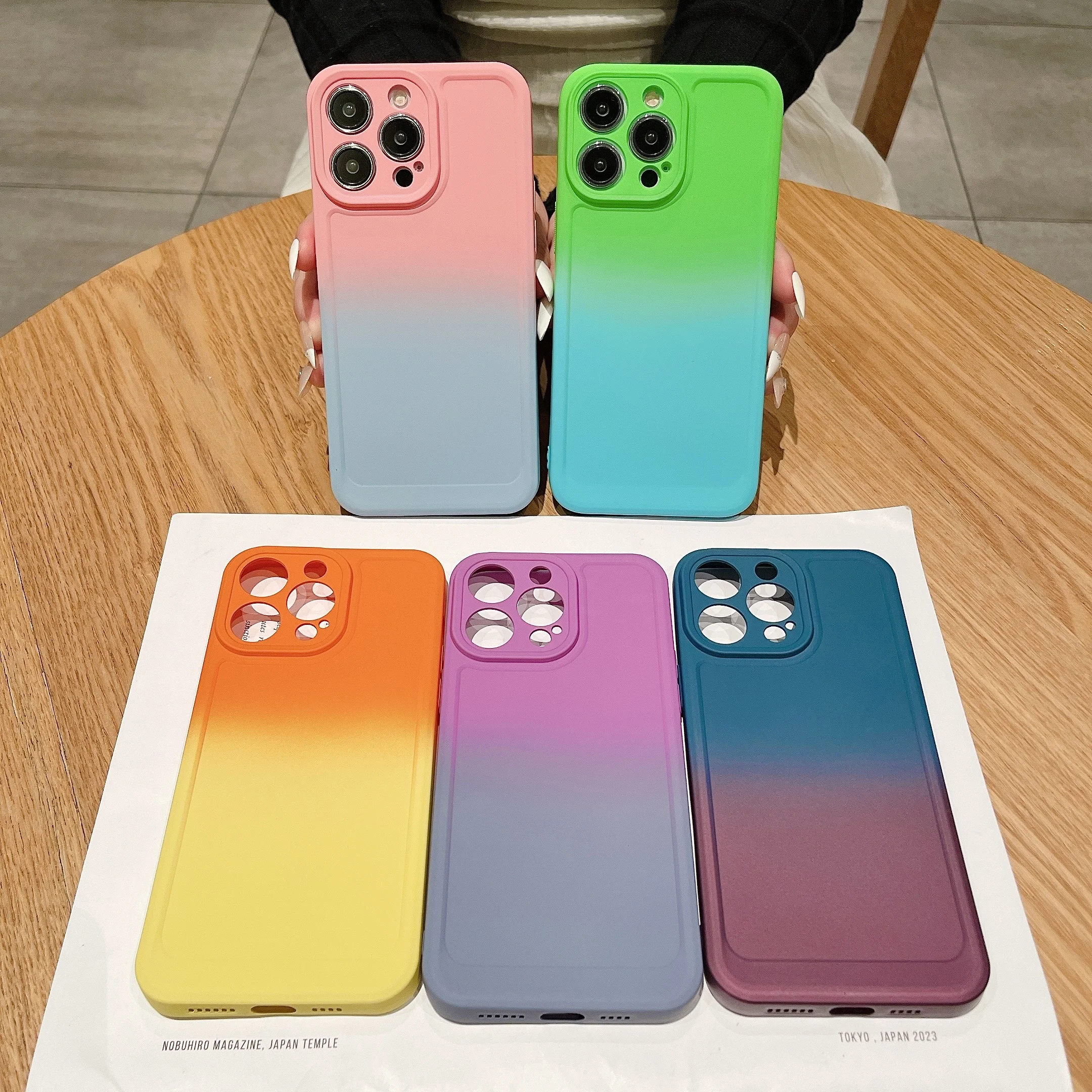 Gradient Color Silicone Phone Case For Huawei P30 P40 P50 P60 Y9S Lite Mate 60 20 30 30E 40 40E 50 50E Pro Plus Soft Cover