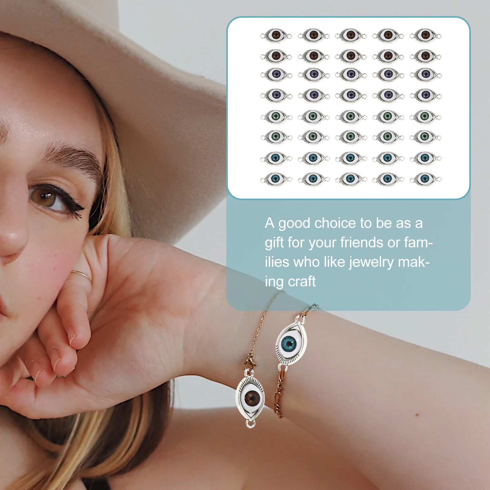 

40pcs Vintage Alloy Pendant Charm Double Hanging Eye Jewelry Making Crafts Accessories Elegant DIY Project Gifts