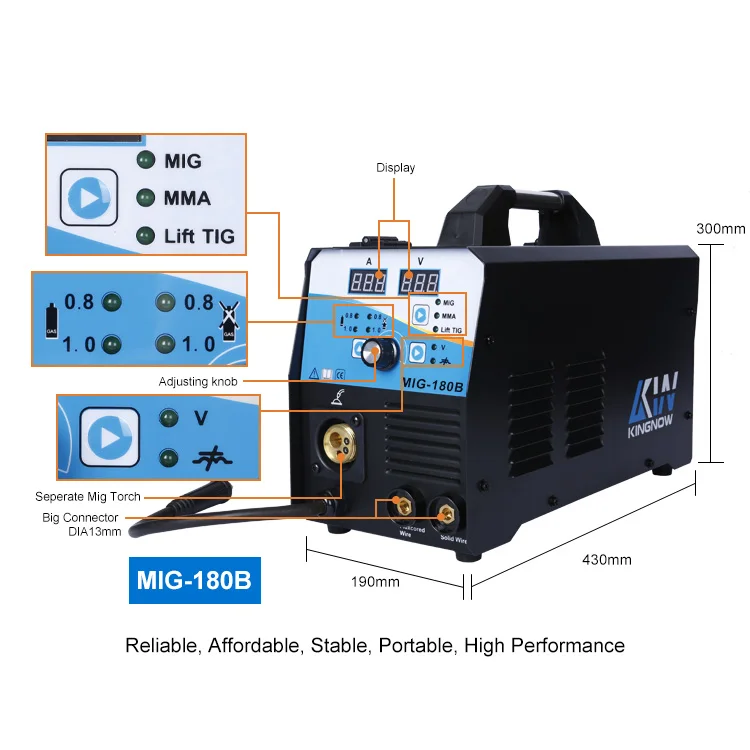 High Quality Aluminum MIG Welder 180A 3 in 1 no Gas and Gas Welding Machine with 1or 5kg Wire MIG Machine