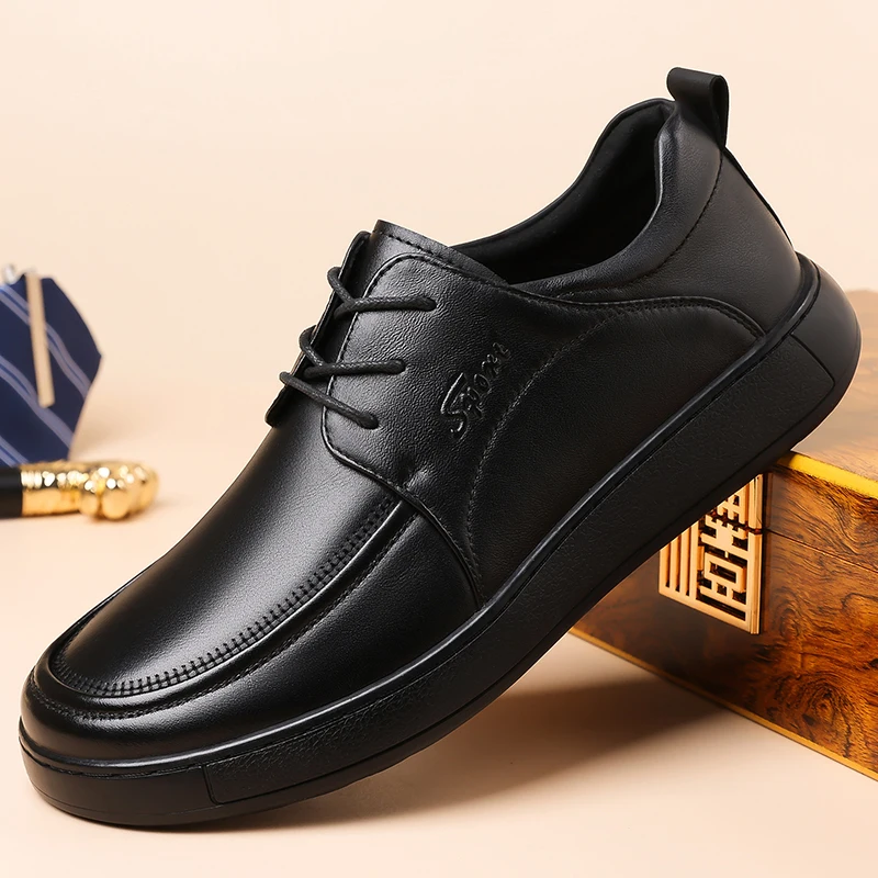 

Men's Comfortable Breathable Leather Shoes for Work Commuting Casual Business Soft Bottom Anti-Slip Footwear-HT26251