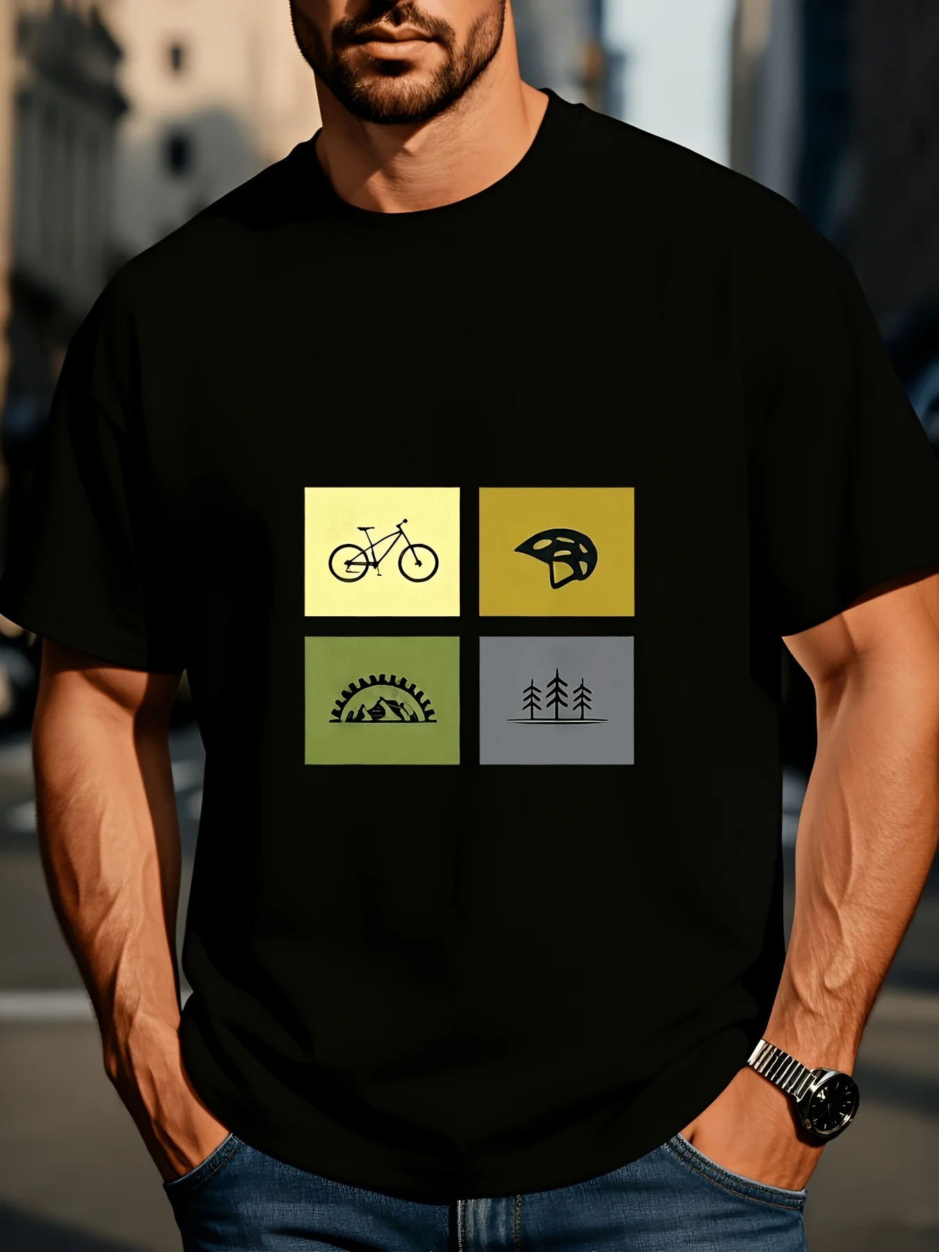 Mens Mountain Biking Graphic Tee for All Seasons