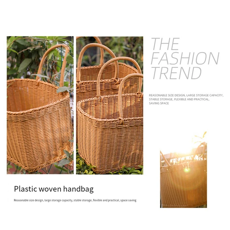 Rattan Shopping Basket Simple Shopping Basket Environmentally Friendly Vegetable Basket Fruit Basket Outdoor Picnic