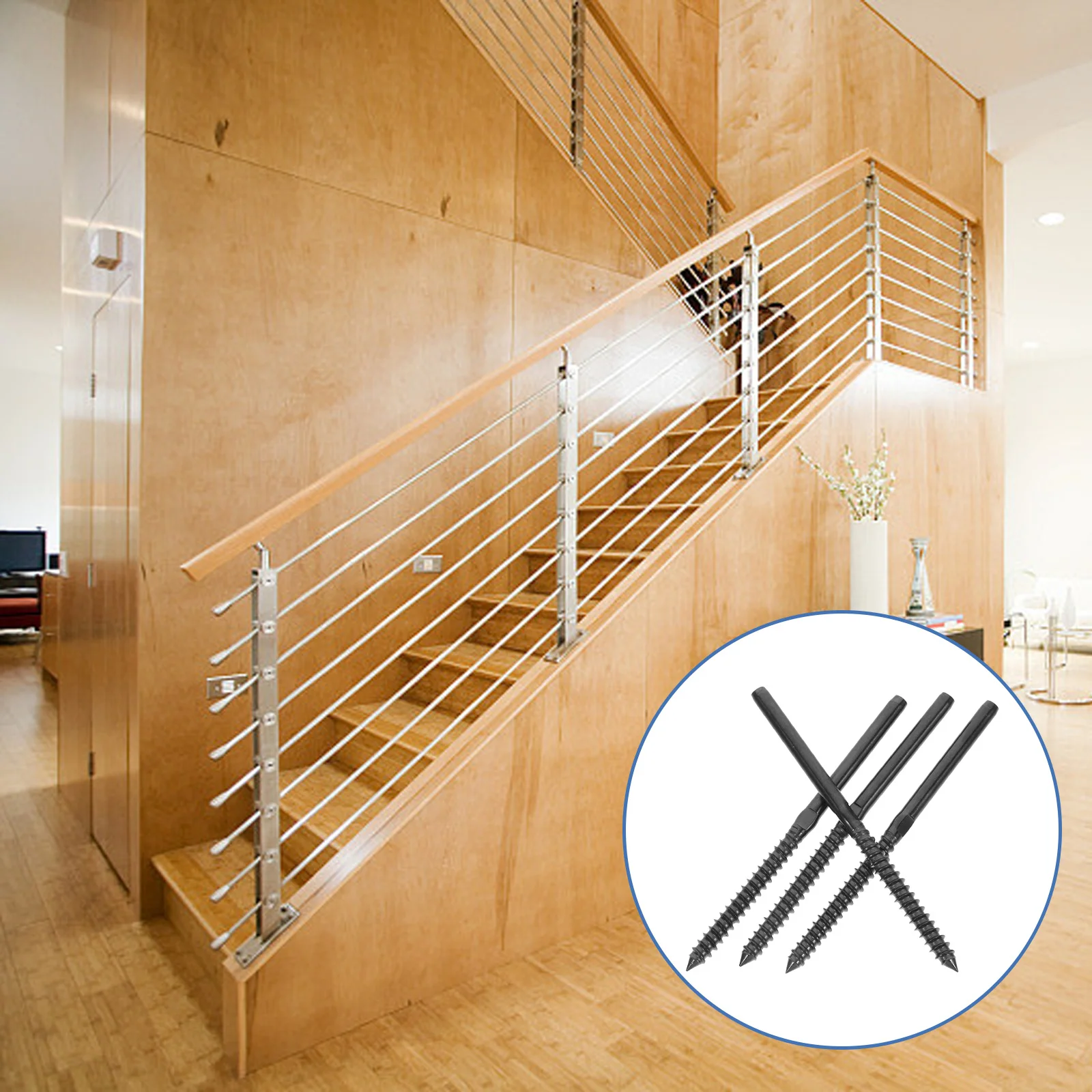 

4Sets Stainless Steel Wire Rope Terminal Versatile Stair Balcony Cable Railing System Durable Wire End Fitting