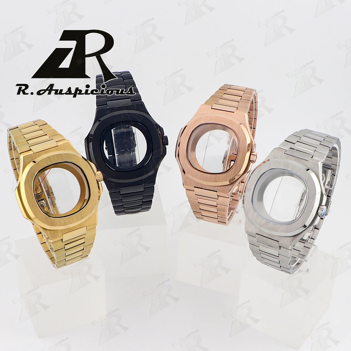 

41mm Stainless Steel Watch Case Strap Sapphire Glass For NH35/NH36 Movement Nautilus Black/Rose/Gold/Silver Watch Repair Parts