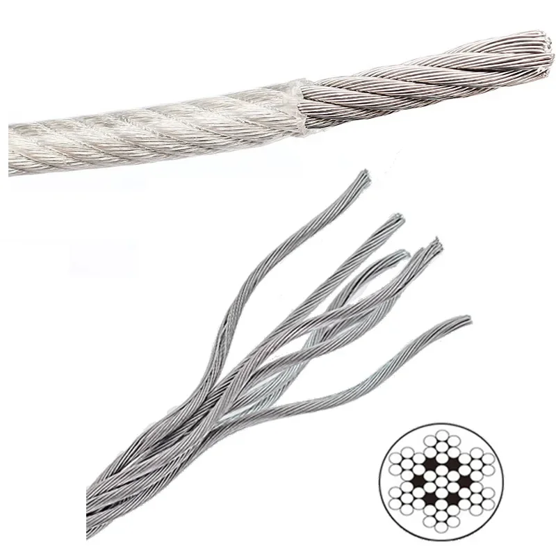 Dia 0.8-8mm Pvc Coated Stainless Steel Cable Suitable For Hanging String Light Deck Railings, Porch Fences Clothes Hanging Ropes
