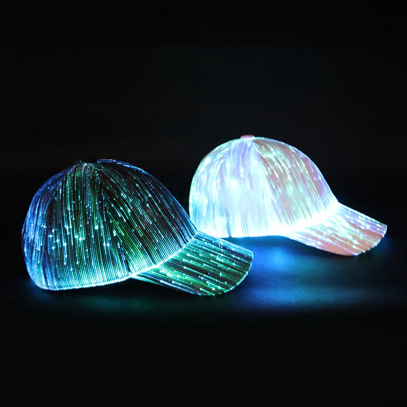 Fashion Glowing Baseball Cap LED Hiphop Hat Club Props Fluorescent Light Up Hat DJ Music Supplies Costume