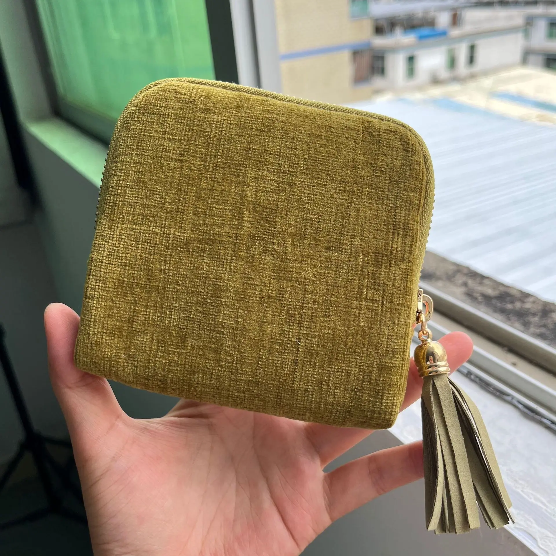 Sac à bijoux à fermeture éclair avec pompon, pendentif d'anneau, sac à bijoux pour bracelet, 1 pièce