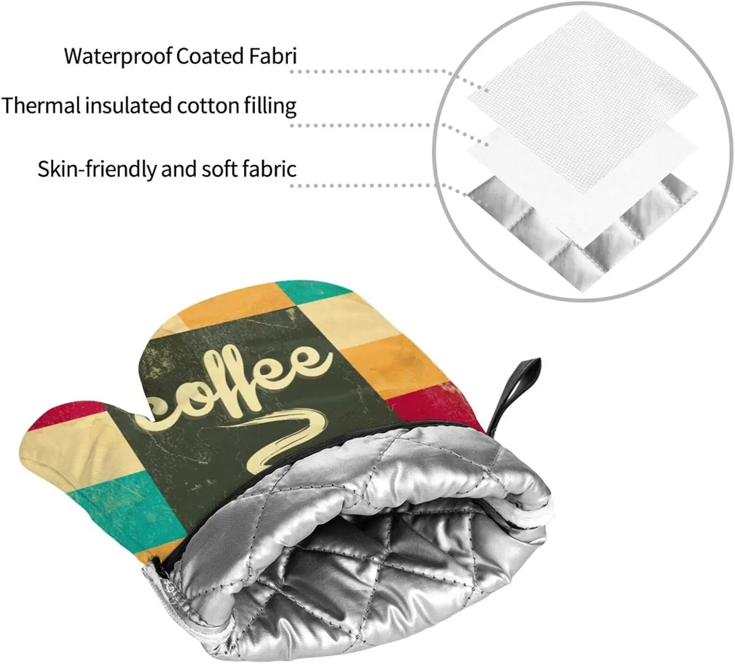 Juego de 4 manoplas y ollas para horno y café vintage, manoplas para horno y agarraderas, guantes resistentes al calor para cocina y cocina