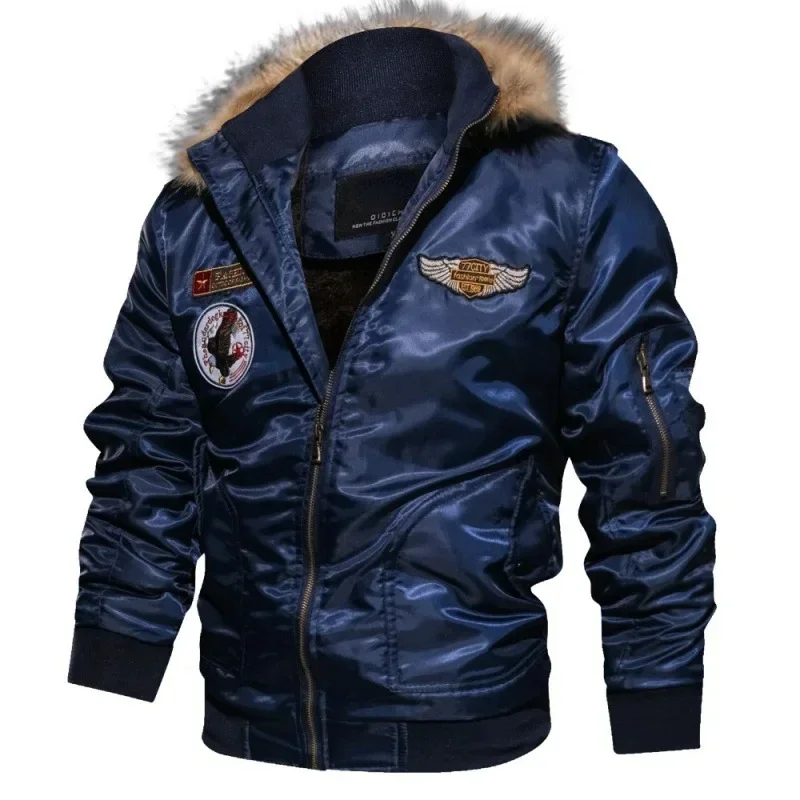 Parka masculina com capuz de algodão com gola de lã, jaqueta grossa, casaco à prova de frio, caminhada ao ar livre, neve, inverno quente