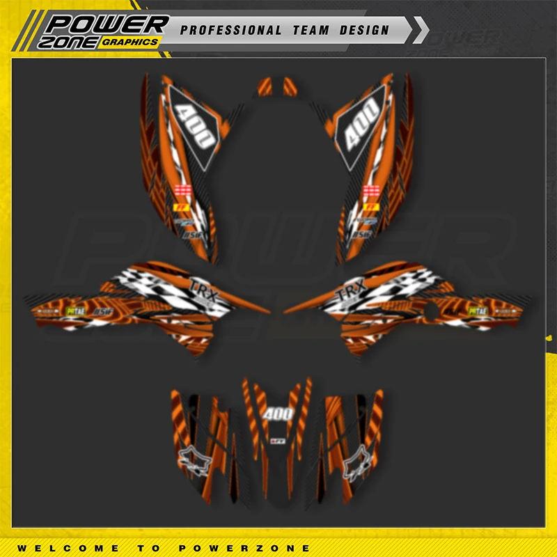 

PowerZone Custom Team Graphics Backgrounds Decal Stickers Kit For Honda 2018-2008 TRX400 EX Supermoto 400cc Custom Designs