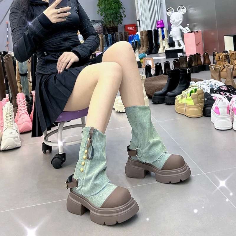 New Luxury Chelsea Boots Winter Designer Women Ankle Boots Slip on Thick Bottom Platform Shoes Ladies Elegant Morder Short Boots