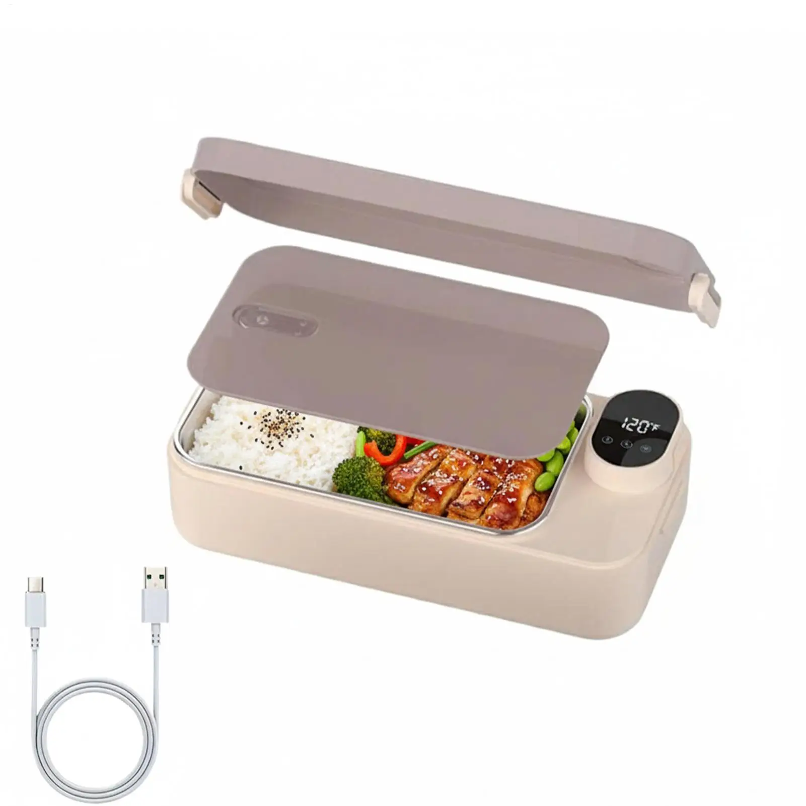 Electric Lunch Box for Office Workers, Portable Plug in Heating Lunch Box, 304 Water free Thermal Insulation Lunch Box for Outd