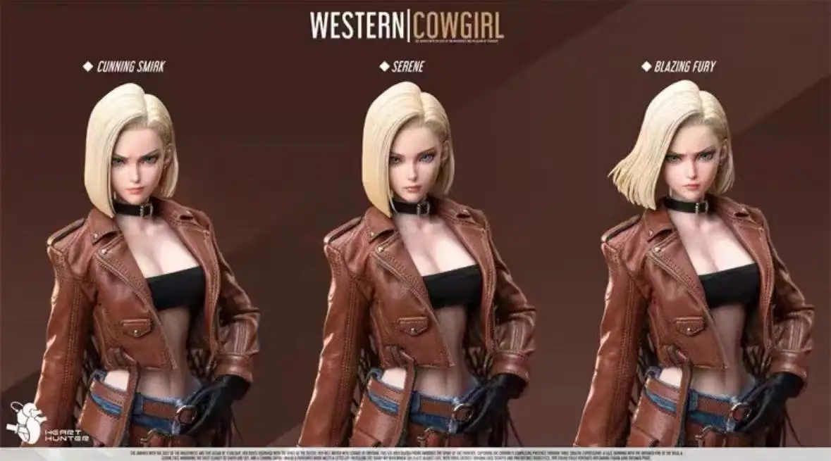 

1/6 Scale Blonde Cowgirl Killer Model with 2 Head Carving 12" Female Soldier Action Figure Body Model for Collection