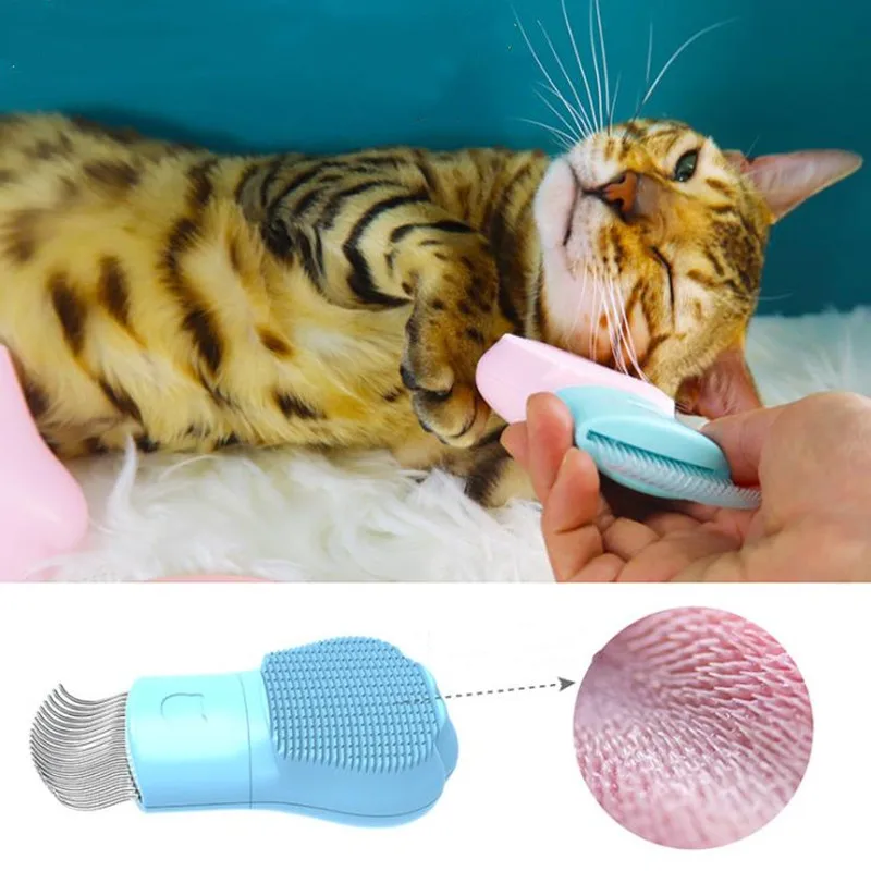 

New Plastic Cat Tongue Self Cleaning Comb Dual-Use Hair Removal Pet Grooming Massage Claw Brush Remove Matte Fur Knots Tangles