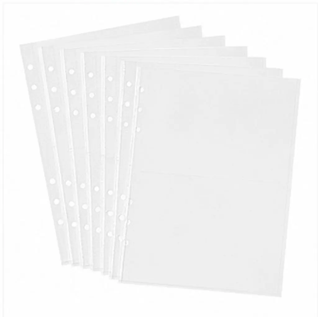 50Pcs A5 Clear Plastic Binder Sleeves Double Pocket Design 6-Hole Fit for Album Binders Photo Cards Recipe Cards Cash Envelopes