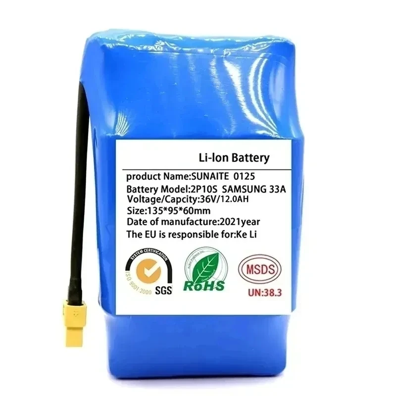 Genuine 36V Battery Pack 12000mAh Rechargeable Li-Ion Battery for Electric Self Balancing Scooter HoverBoard Unicycle